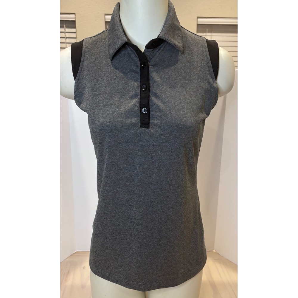 Nivo Womens XS Sleeveless Golf Polo Shirt Charcoal Gray Heathered Stretch Active